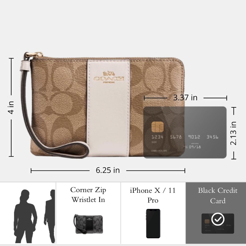 COACH Corner Zip Wristlet In Signature Canvas - Picture 7 of 10